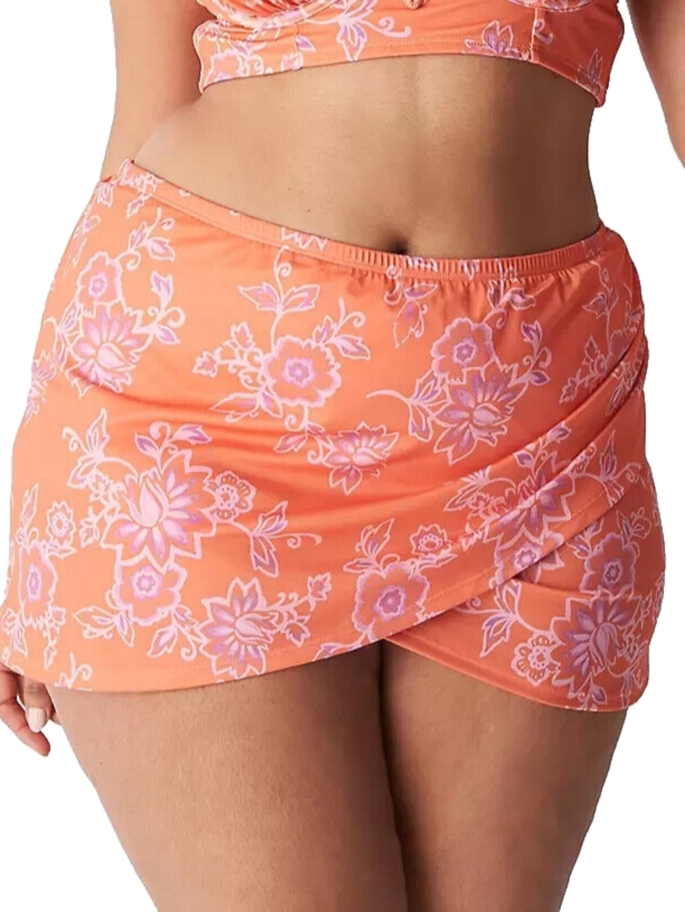 Cacique Nectarineβ Floral Faux-Wrap Swim Skirt Size 14 NWT